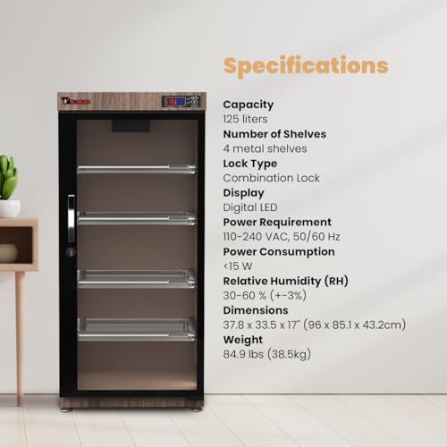 125L Electronic Dry Cabinet with Combination Lock (Oak) – - Image 4