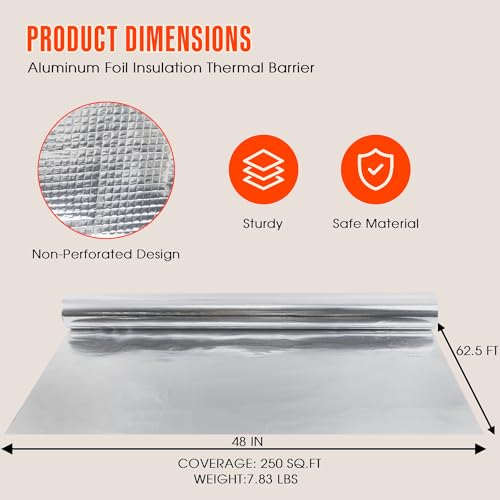 Sauna Foil Vapor Barrier, 4FT x 62.5FT 250 sqft Aluminum - Image 3