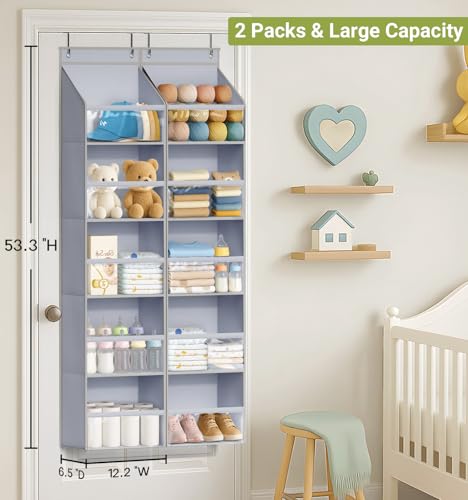 2 Pack Over the Door Organizer, Large Capacity Closet Door - Image 3