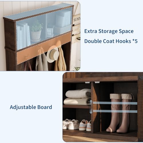 Garvee 77" H Farmhouse Hall Tree with Bench & Shoe | Home Organization - Image 6