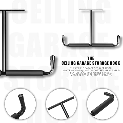 4 Pack Overhead Ceiling Hook Rack, Heavy Duty Ceiling | Garage Storage - Image 4
