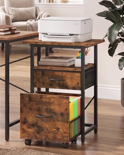 2-Drawer File Cabinet, Printer Stand, Rustic Brown and Black - Image 4