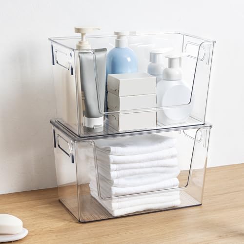 2 Pack Large Stackable Storage Bins, Plastic Container - Image 3
