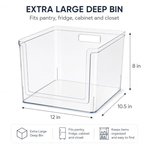 Extra Large Clear Open-Front Pantry Organizer Bin, 30.5x26.7x20.3 - Image 6