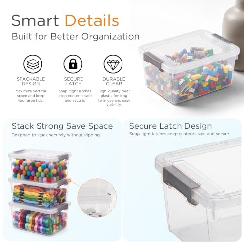 Citylife 10Packs 1.3Qt Small Storage Bins with Lids,Stackable - Image 4