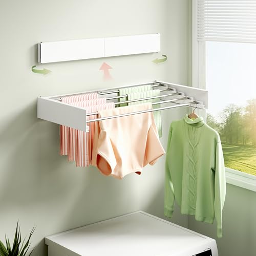 Wall Mounted Clothes Drying Rack 32", Foldable Drying Rack - Image 6