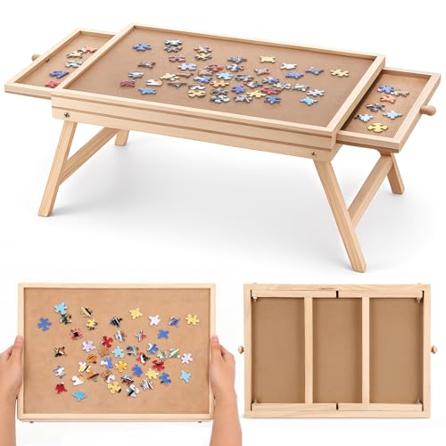 Small Puzzle Board with Legs, Natural, 16.5 x 13 Inch, Wood - Image 2