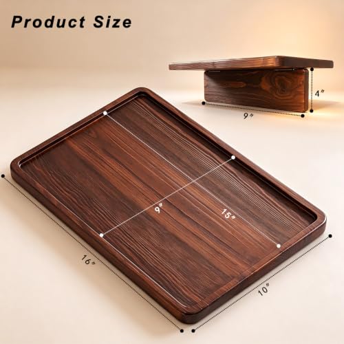 10"x16" Pine Wood Sofa Tray, Foldable Insert Cup Holder - Image 4