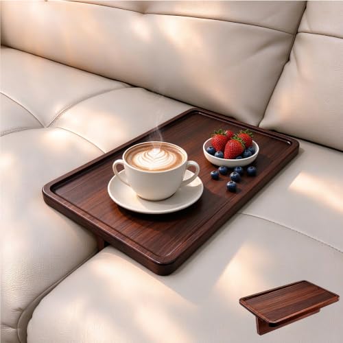 10"x16" Pine Wood Sofa Tray, Foldable Insert Cup Holder - Image 2