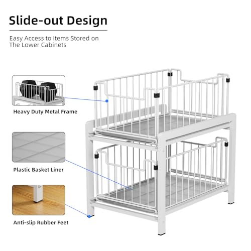 2-Tier Pull Out Cabinet Organizer, Slide Out Under Sink Organizer - Image 5