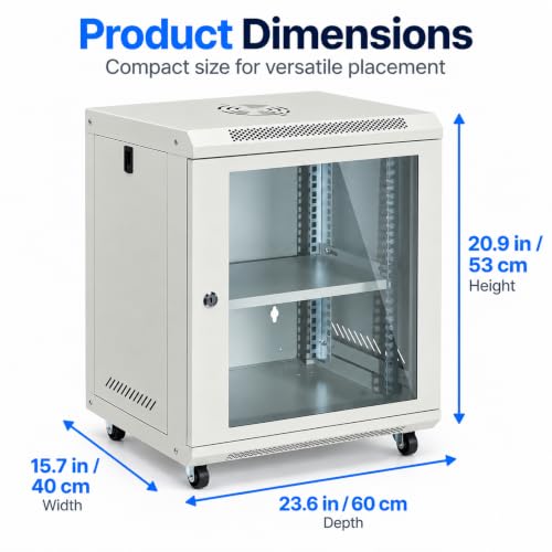 12U Wall-Mount & Rolling Network Cabinet for 19" Rack - Image 3
