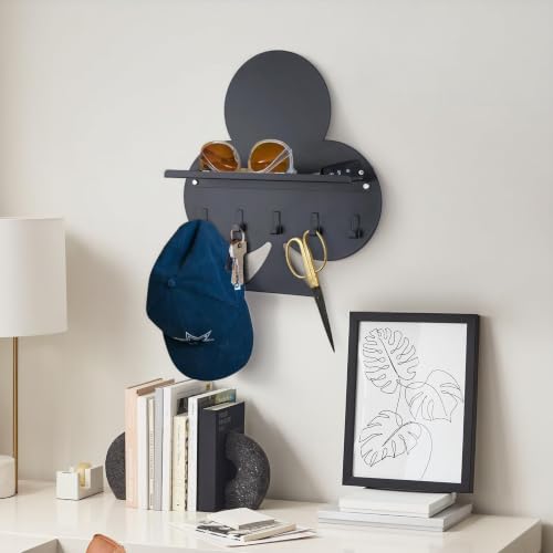 Gurfuy Key Holder for Wall with Shelf - Black Clubs Metal - Image 6