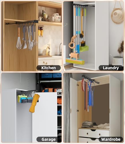 Pull Out Broom Holder With Adjustable Double Row Sliding - Image 7