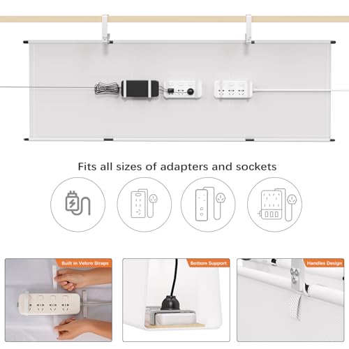 Under Desk Cable Management Tray, 48" Fabric Wire Cord Organizer - Image 3