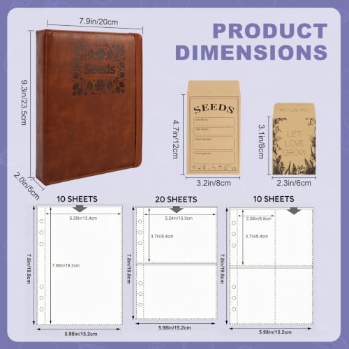Seed Binder Organizer, 80 Resealable Envelopes 40 Sheets,Brown - Image 4