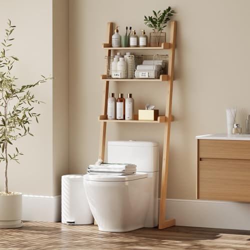 Over The Toilet Storage Shelf Wood, 3-Tier Above Toilet - Image 2