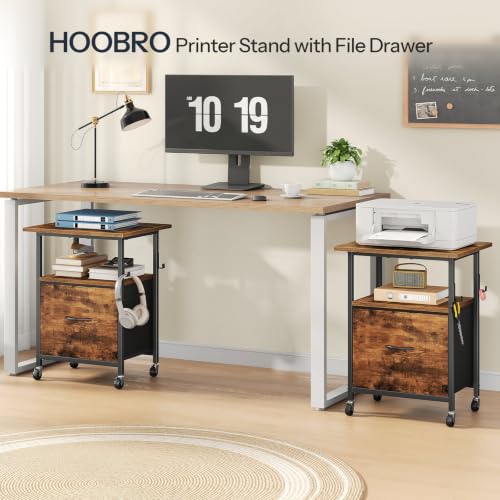 HOOBRO Printer Stand with File Drawer, 2 Tier Under Desk - Image 3