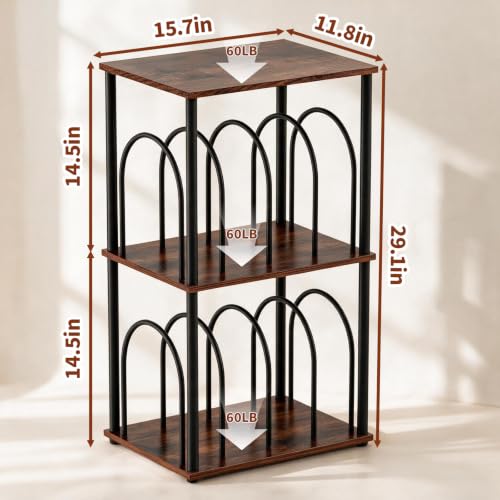 Record Player Stand, 3-Tier Vinyl Record Storage,Walnut - Image 4