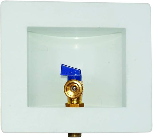 Eastman Steam Dryer Outlet Box, 1/2 Inch Sweat x 3/4 Inch FHT Outlet Connections, Quarter Turn Ball Valve, White, 60270