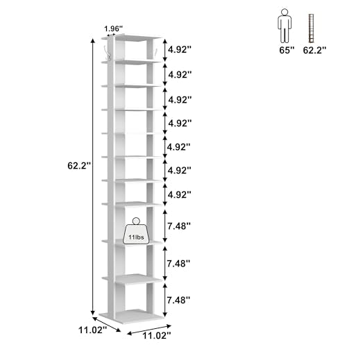 HOMEFORT 10-Tier Vertical Shoe Rack, Corner Shoe Tower - Image 4