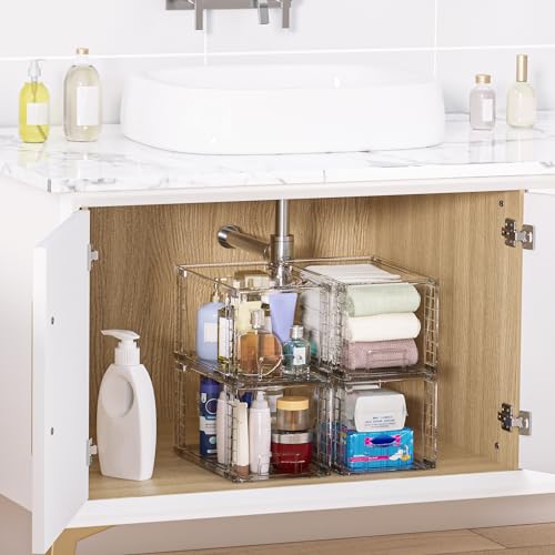 Vtopmart 4 Pack Large Stackable Storage Drawers, Clear - Image 3