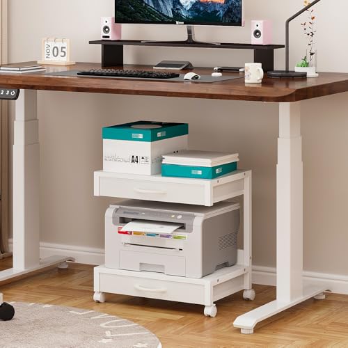 2-Tier Desktop Printer Stand with 2 Fabric Drawers | Home Organization - Image 4