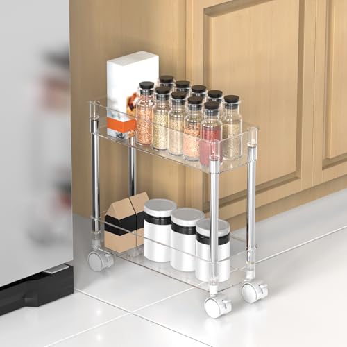 Slim Rolling Storage Cart, Tier Mobile Multipurpose Kitchen Shelf - Image 2
