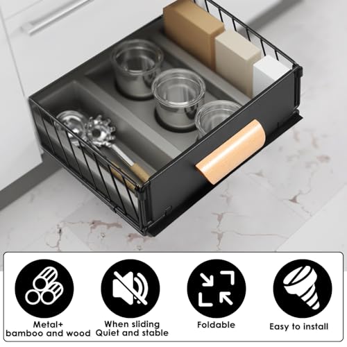 US Pull Out Cabinet Organizer Foldable Metal Slide Out Drawer - Image 7