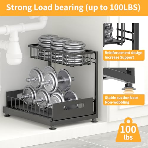 Saydear L-Shaped Under Sink Organizer, 2-Tier Pull-out Cabinet - Image 6