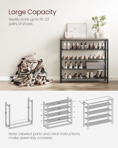 VASAGLE INDESTIC Shoe Rack, Organizer for Closet with 4 Mesh - Image 6