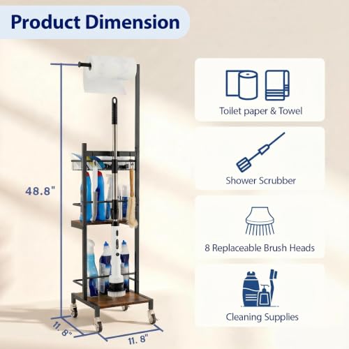 Cleaning Supplies Organizer, Narrow Cleaning Cart for Steam Mop - Image 4