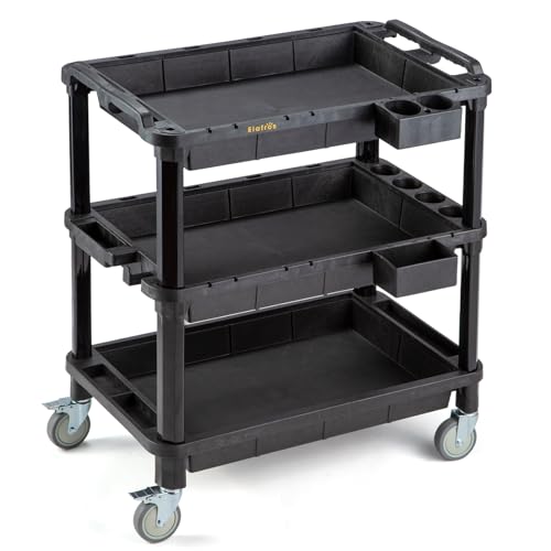 ELAFROS 3-Shelf Heavy Duty Rolling Utility Cart, 32.4 x 18.3 in - Image 2