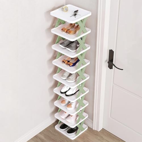 9Tier Narrow Entryway Shoe Rack Plastic Vertical Shoe Organizer - Image 3