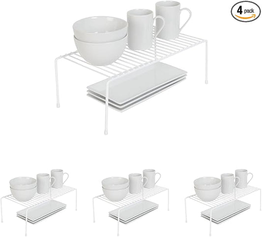 Smart Design Classic Storage Shelf – Large (16 in W x 8.5 in D x 5.75 in H), White –Steel Pantry Organizer with Rust-Resistant Finish and Non-Slip Feet for Easy Home Organization and Storage