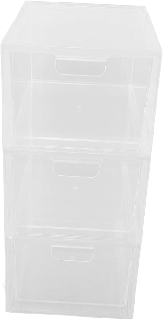 NUOBESTY 3pcs Stackable Drawer Organizer for Makeup and Desk Supplies Acrylic Storage Box Large Capacity for Cosmetics Stationery and Daily Essentials