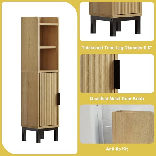 Small Bathroom Storage Cabinet Corner Narrow Toilet Paper - Image 5