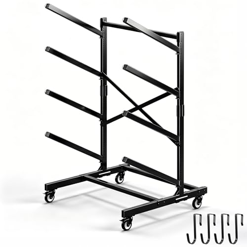 4-Tier Single-Sided Kayak Storage Rack with Wheels, Heavy - Image 3