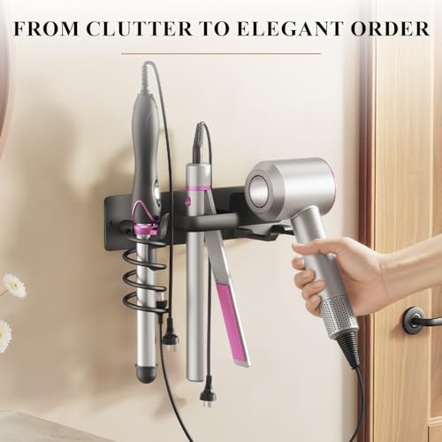 Hair Dryer Holder-3 in 1 Blow Dryer Holder-Metal Bathroom - Image 5