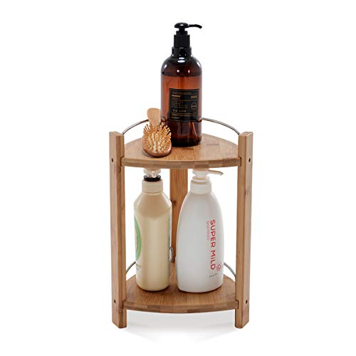 GOBAM Bamboo Shower Corner Caddy, Medium - 2 Tier Bathroom - Image 2