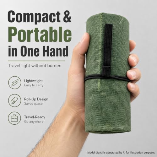 Pocket Knife Roll Display Case,12-Slot Canvas Knife Cases - Image 6