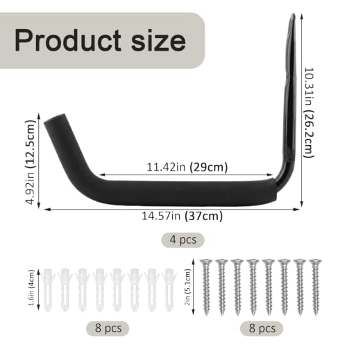 4 Pack Heavy Duty Garage Storage Hooks, 55 LB Capacity - Image 3