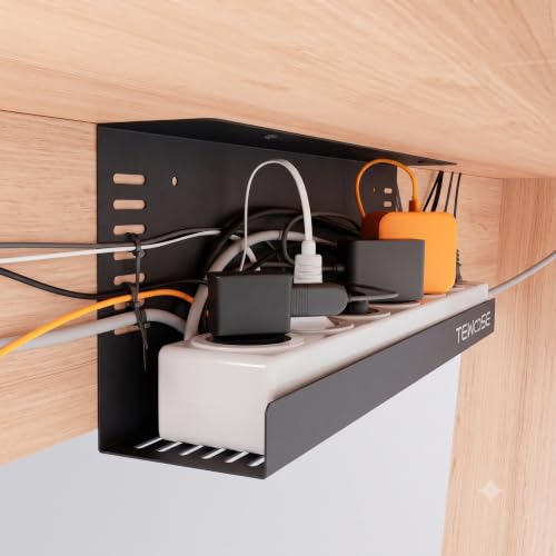 2 Pack Under Desk Cable Management Tray, 15.7 inch, Large, Black - Image 3