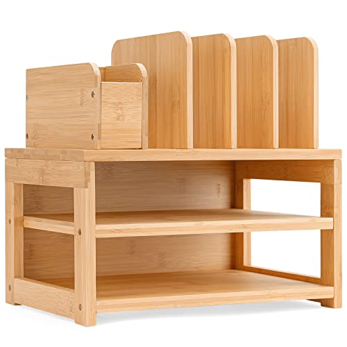 Homde Desk Organizer with File Holder: 3-Tier Bamboo | All Products - Image 2