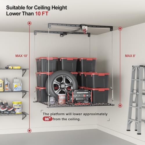 Overhead Garage Storage Rack for 8-10 FT Ceiling, Heavy-duty 4x4 - Image 3