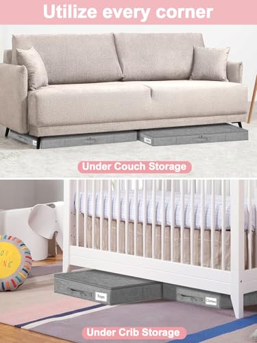 4-In Low Profile Under Bed Storage, Rigid Structure, 2 Pack, Gray - Image 7