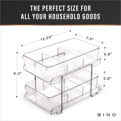 BINO 2 Tier Clear Storage Organizer with Dividers | Slide Out - Image 3