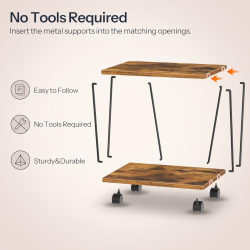 HOOBRO Tool-Free Assembly Printer Stand, 2-Tier Printer Table - Image 3
