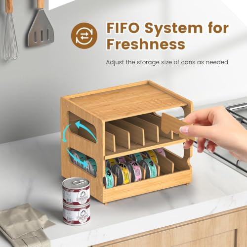 Stackable Bamboo Cat Food Can Organizer, Cat Canned Food - Image 3