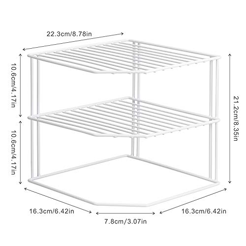 Kitchen Cupboard Organiser [2 Pack], 3 Tier White Corner Plate - Image 3