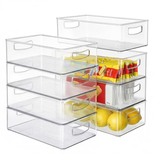 Heyuzb Set of 8 Clear Fridge Organizer Bins, Stackable - Image 2